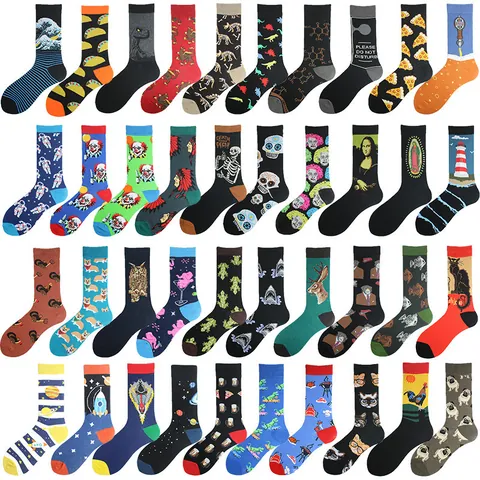 Men'S Minimalist Animal Cotton Printing Crew Socks A Pair