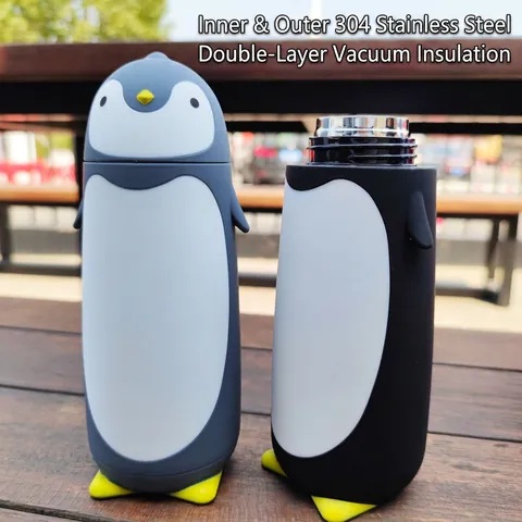 Termo de Acero Inoxidable con Aislamiento al Vacío en Forma de Pingüino de Dibujos Animados Portátil para Viajes Hogar Niños Mujeres Hombres Regalo