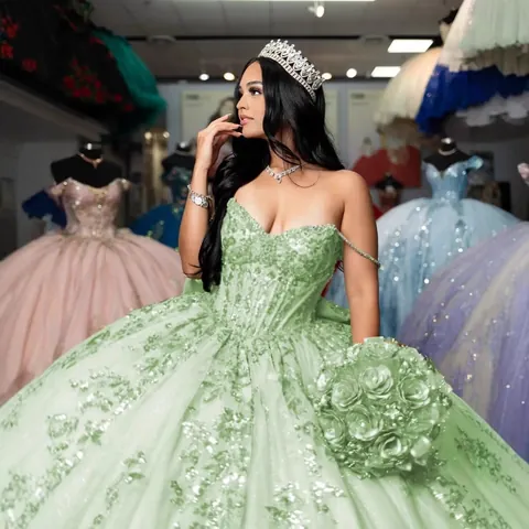 Vestido de Gala Mujer Escote Corazón Lentejuelas Encaje Aplicación Tul Vestido de Graduación Fiesta Formal Princesa