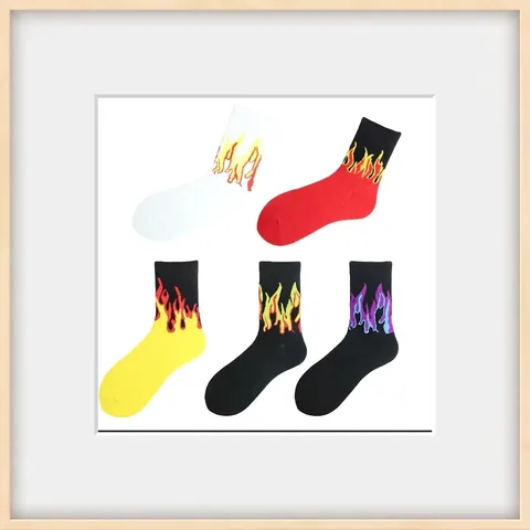 Chaussettes De Cheville En Coton Flamme Unisexes Hip-hop Une Paire