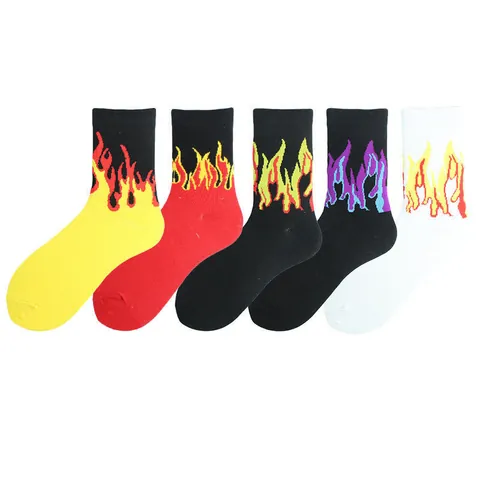 Chaussettes De Cheville En Coton Flamme Unisexes Hip-hop Une Paire