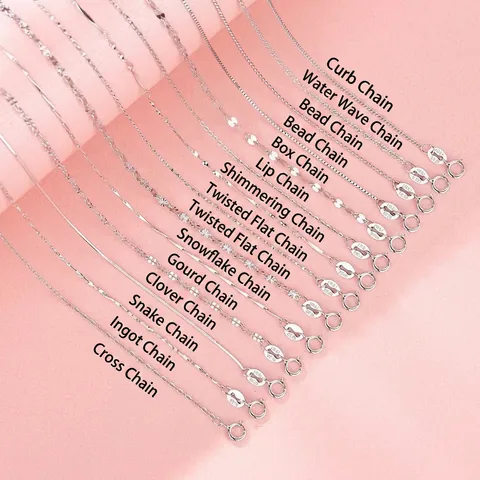 Authentic 925 Sterling Silver Box Chain Necklace For Women Minimalist Dainty Bare Chain Fine Jewelry Multi Style Neck Chain