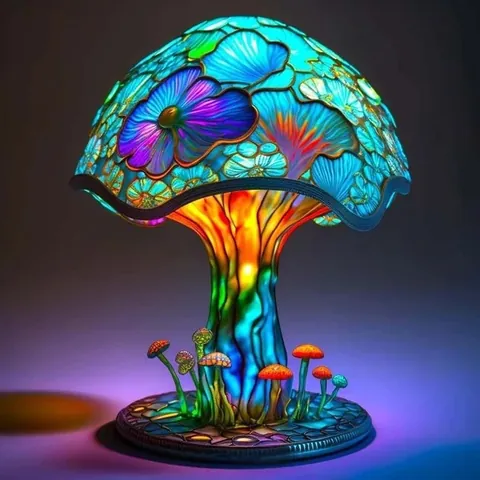 Europäisches Landhaus Harz Tiffany Pilz Tischlampe Ornament Bunte Schnecke Nachtlicht Schreibtisch Dekoration Für Haus Schlafzimmer