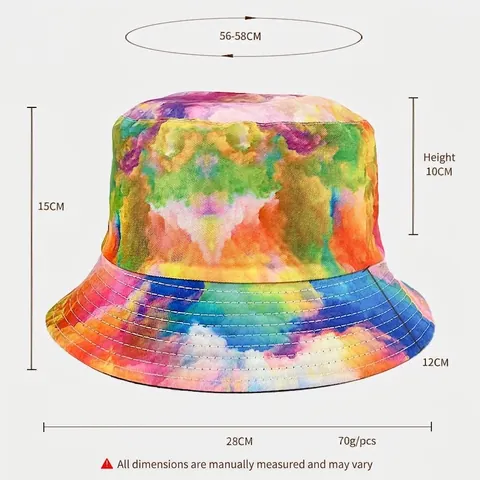 Sombrero de Pescador Grafiti Tie-Dye Mezcla Algodón Poliéster Reversible Protección Solar Aire Libre Gorra para Hombre Mujer