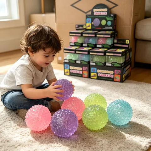 Diamond Texture Decompression Squeeze Ball Colorful TPR Maltose Crystal Stress Relief Toy For Universal Sensory Training Gift
