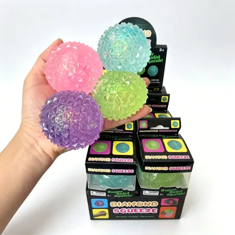 Diamond Texture Decompression Squeeze Ball Colorful TPR Maltose Crystal Stress Relief Toy For Universal Sensory Training Gift