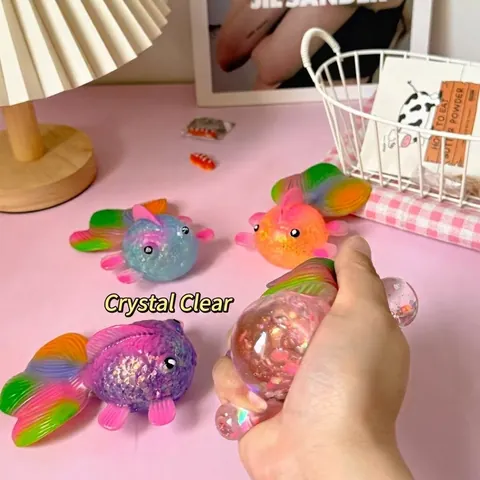 Creative Colorful Goldfish Squishy Toy Slow Rebound Maltose Filled Stress Relief Squeeze Toy For Kids Adults Gift