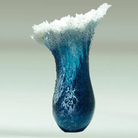 Vaso in Resina a Onda Marina Creativo Moderno Sfumatura Oceano Blu Bianco Vaso da Fiori Decorativo da Tavolo Ornamento Casa Nordica