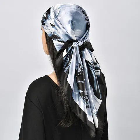 Women'S Elegant Flower Satin Printing Silk Scarves