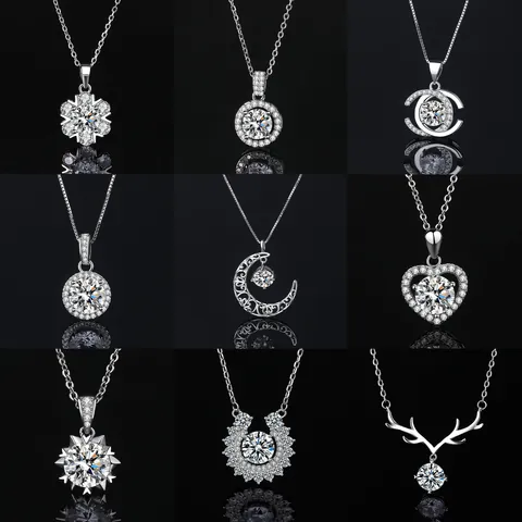 Elegant Copper Zirconia Pendant Necklace For Women Minimalist Snowflake Heart Shape Electroplated Jewelry Accessory Gift