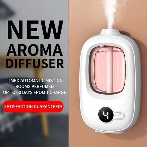 Diffuseur d'Huiles Essentielles Automatique Intelligent Affichage Numérique Mural Machine d'Aromathérapie à Ultrasons pour Maison