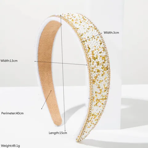 Diadema Ancha de Estilo Barroco de Lujo para Mujer Retro Color Sólido Incrustaciones de Diamantes de Imitación Diadema Fiesta Moda Accesorios para el Cabello