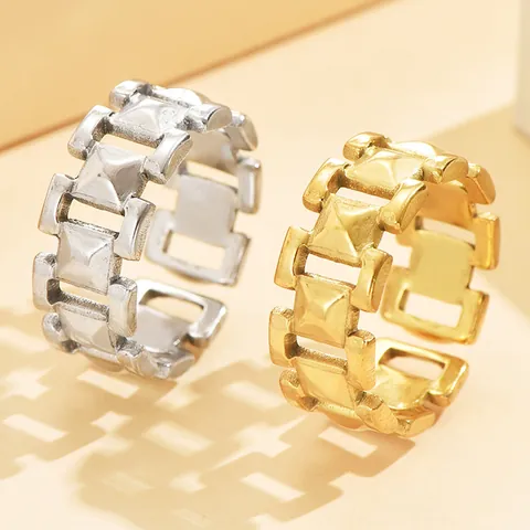 Anello Aperto a Catena Collegata Minimalista per Donna Anello a Dito Cavo Geometrico Elettroplaccato in Rame Regolabile Gioielli di Moda Regalo