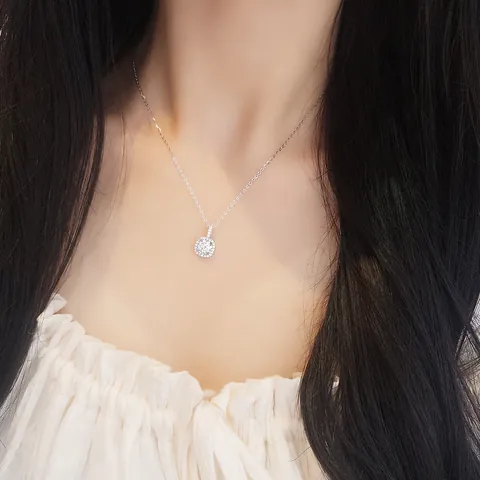 Conjunto de Joyería de Plata de Ley S925 Moissanita Cuadrado Halo Moissanita Anillo Collar Pendientes para Mujer Joyería de Moda