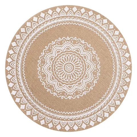 Tovaglietta Rotonda in Poliestere Bohemienne Mandala Stampa Geometrica Resistente al Calore Decorazione Tavola Vintage