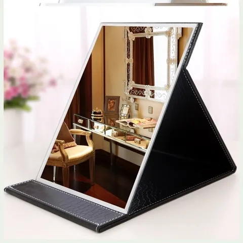 Portable Makeup Mirror Folding Desktop Hd Student Dormitory Princess Mirror Female Large Small Size Desktop Dressing Mirror