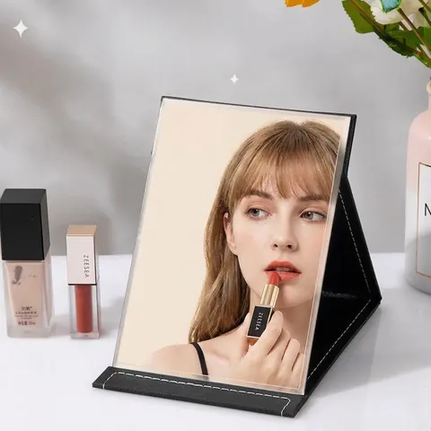 Portable Makeup Mirror Folding Desktop Hd Student Dormitory Princess Mirror Female Large Small Size Desktop Dressing Mirror