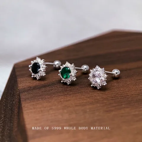 S999 Sterlingsilber Schneeflocke Ohrstecker Für Damen Elegant Zirkonia Sternenstrahl Schraubverschluss Ohrringe Weihnachten Schmuck Geschenk
