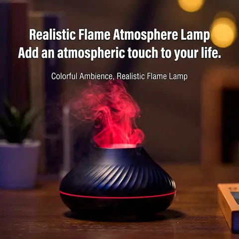 Diffusore per Aromaterapia in Ceramica Effetto Fiamma Umidificatore per Oli Essenziali Con Luce LED USB per Ufficio