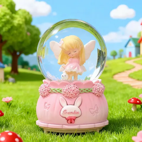 Carillon a Forma di Cartone Animato Palla di Neve Con Luce Musicale Sfera di Cristallo in Resina Decorazione Per Bambini Amici Regalo di Compleanno