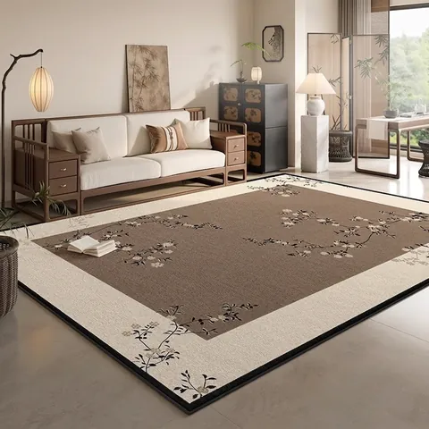 New Chinese Zen Style Area Rug Polyester Waterproof Stain Resistant For Living Room Bedroom Non-slip Easy Clean