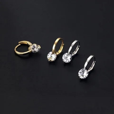 Orecchini A Cerchio In Zircone Lega Minimalista Fibbie Con Perno In Argento Sterling 925 Per Donne Gioielli Moda