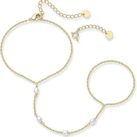 Bracciale Schiava Minimalista Placcato Oro 16K per Donna Bracciale Anello Regolabile Perla Artificiale Strass Gioielli Mano