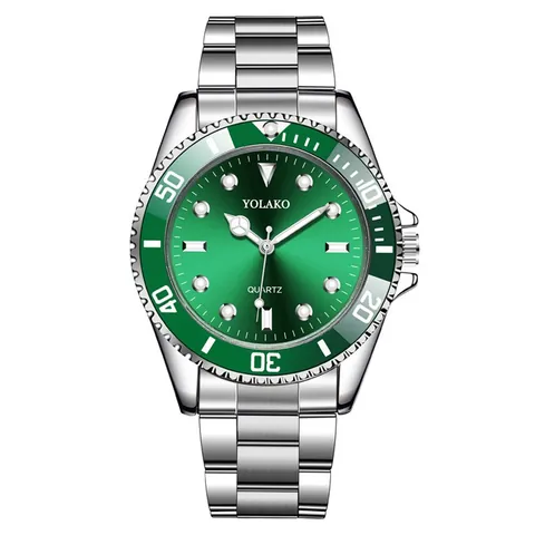 Men's Fashion Quartz Watch Stainless Steel Strap Diving Style Rotating Bezel Luminous Analog Metal Wristwatch Business Sport
