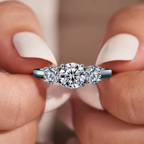 Klassieke Drie-Stenen Ring Van 925 Sterling Zilver Voor Dames Heren Briljant Geslepen Strass Gesloten Band Sieraden