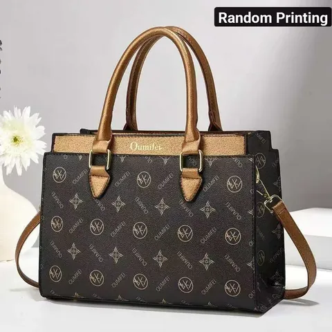 Borsa a Mano da Donna Grande Capacità in Pelle PU Con Stampa Monogramma Tracolla Con Manico Superiore Rimovibile Ufficio