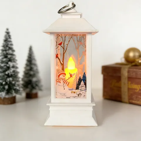 Weihnachten LED Windlaterne Retro Dekoratives Nachtlicht Weihnachtsmann Elch Muster Batteriebetrieben Festliche Lampe