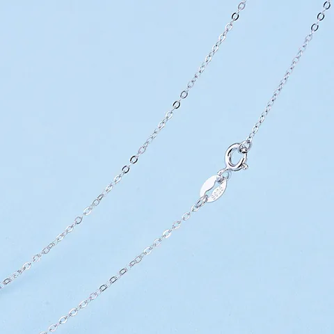 925 Sterling Silver O-Chain Necklace Minimalist White Gold Plated Cross-Cut Plain Chain Fine Clavicle Necklace For Women Men Jewelry