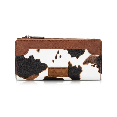 Damen Casual Kuhdruck PU Leder Lange Brieftasche RFID Schutz Große Kapazität Reißverschluss Clutch Handtasche Kartenhalter Organizer