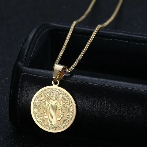 Collar Con Colgante De Acero Inoxidable 304 Redondo Humano De Joyería Hip-hop