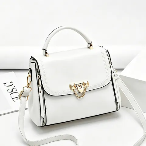 Sac À Bandoulière En Cuir PU Pour Femmes Avec Chaîne Dorée Et Boucle Métallique Petit Sac Minimaliste Chic Moderne