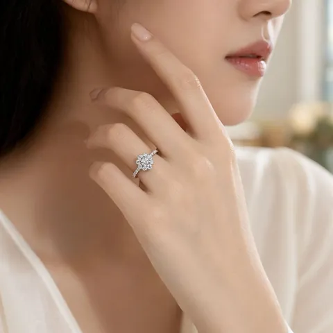S925 Sterling Silver Moissanite Halo Ring For Women Oval Cut Anniversary Wedding Engagement Jewelry With GRA Certificate