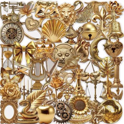 Vintage Metalliek PET Transparante Decoratieve Stickers Goud Retro Dagboek Scrapbook Planner Laptop Ambacht