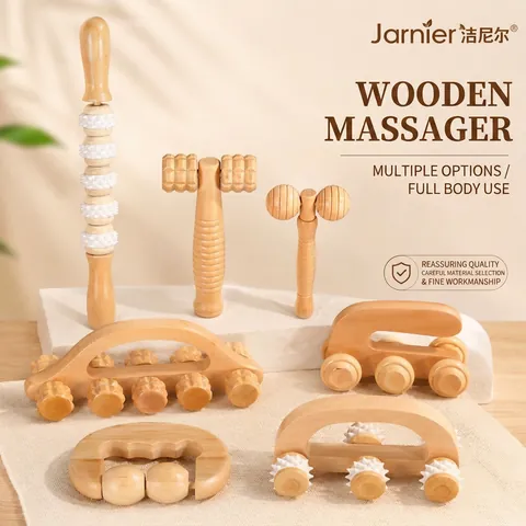 Wooden Manual Massager Roller Handheld Body Muscle Relaxation Tool Natural Wood Material Traditional Gua Sha Therapy