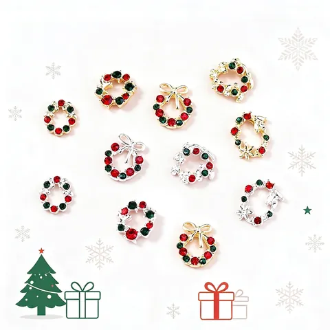 Charmes D'Art Ongulaire De Noël Décorations Couronne Nœud En Alliage Strass Scintillants Accessoires Manucure 3D