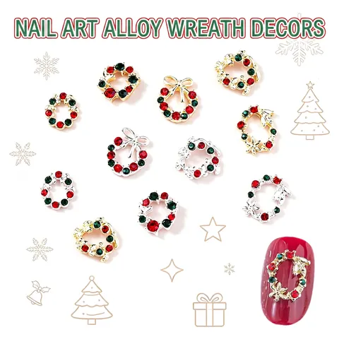 Charmes D'Art Ongulaire De Noël Décorations Couronne Nœud En Alliage Strass Scintillants Accessoires Manucure 3D