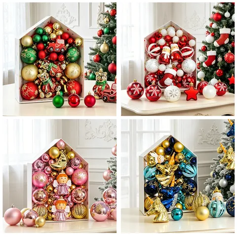 Palline Di Natale Ornamenti Decorazioni Appese Albero Plastica Dipinta Forme Assortite Decorazioni Per Feste