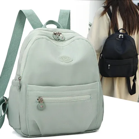 Women Casual Backpack Fashion Nylon Water Resistant Multi-Pocket Large Capacity Korean Style Travel Rucksack Luggage Strap