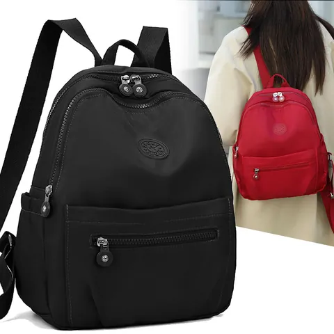 Women Casual Backpack Fashion Nylon Water Resistant Multi-Pocket Large Capacity Korean Style Travel Rucksack Luggage Strap