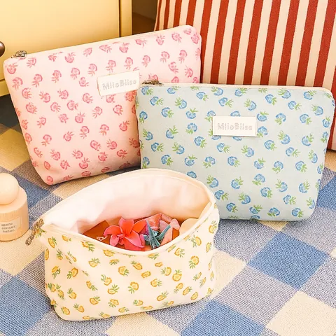 Borsa Trucco In Rete Con Pizzo Floreale Custodia Per Cosmetici Portatile Per Donne Organizzatore Elegante Con Cerniera