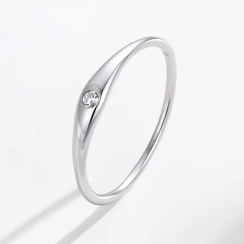925 Sterling Silber Ring Minimalistisch Geometrisch Ein Strass Eingelegt Gold Silber Überzogen Mode Fingerring Für Damen