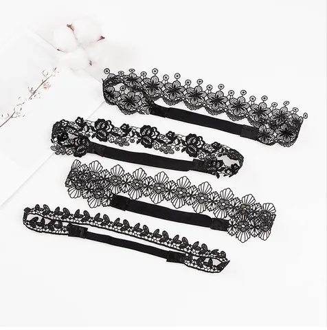 Fascia per Capelli in Pizzo Nero Traforato Ricamo Floreale Fatto a Mano Stile Etnico Accessori per Capelli Danza Latina Bambini Donna