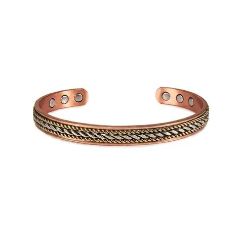 Magnetic Pure Copper Bracelet Vintage Twisted Braided Adjustable Cuff Therapy Bangle For Men Women