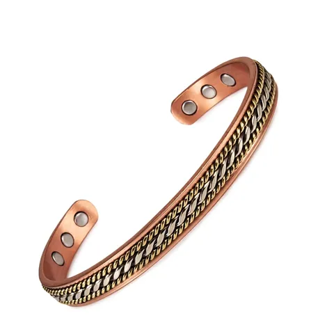 Magnetic Pure Copper Bracelet Vintage Twisted Braided Adjustable Cuff Therapy Bangle For Men Women