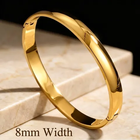Brazalete Pulido Minimalista Acero Inoxidable Impermeable Hipoalergénico Cierre De Bisagra Para Hombres Mujeres