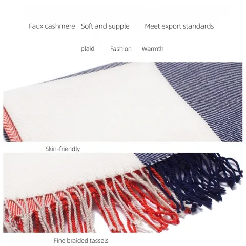 Plaid Schal Winter Warm Weich Kaschmirähnlich Acryl Fransen Lang Pashmina Stola Wrap Britischer Stil Unisex